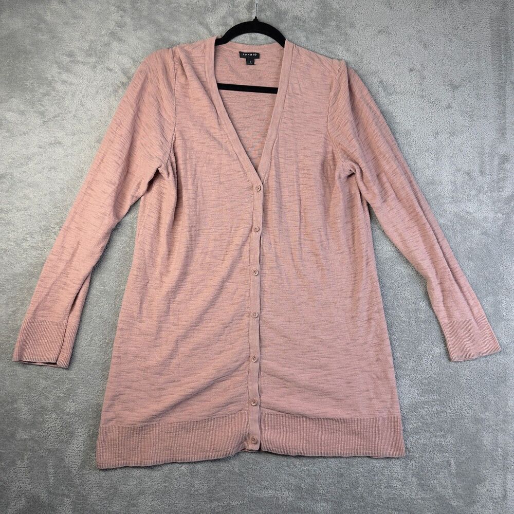 TORRID Cardigan Womens 1 Pink Button Up Long Sleeve Sweater Cotton V-Neck Casual